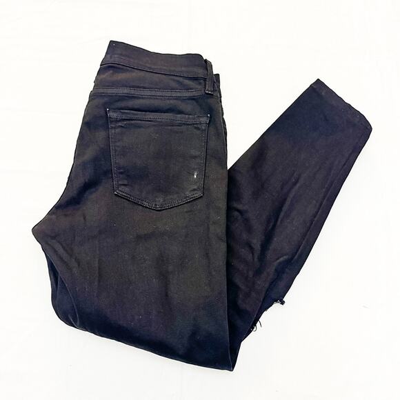 Frame Le Skinny de Jeanne Noir Black Ripped Zip Fly Denim Jeans Size 26 - Picture 8 of 8